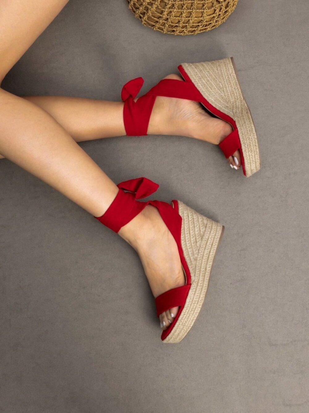 Red Women's Platform  Open Toe Espadrilles Wedges Sandals Shoes - Picture 4 of 8